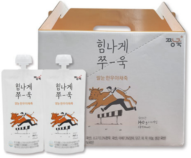 짱죽 쌀눈 한우야채죽 스파우트형, 140g, 10개