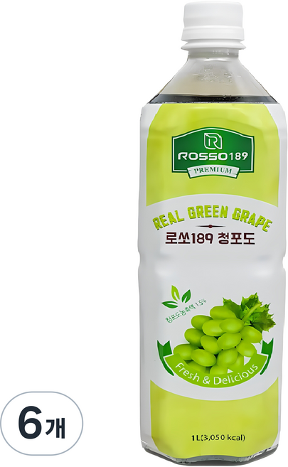 로쏘189 청포도 음료베이스, 1L, 6개