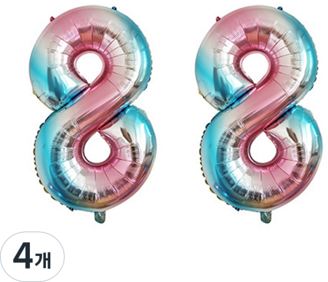 윰스 로즈쿼츠세레니티 디지털 숫자풍선 81cm, 숫자8, 4개