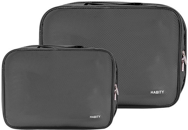 HABITY 瞬間收納 衣物 睡袋 露營 棉被 壓縮袋 黑色 2件組, 1套, 2入