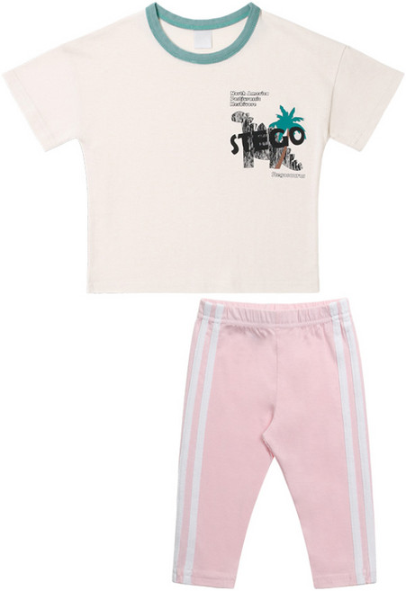 유라비 아동용 반팔 티셔츠 7부 레깅스 상하 세트