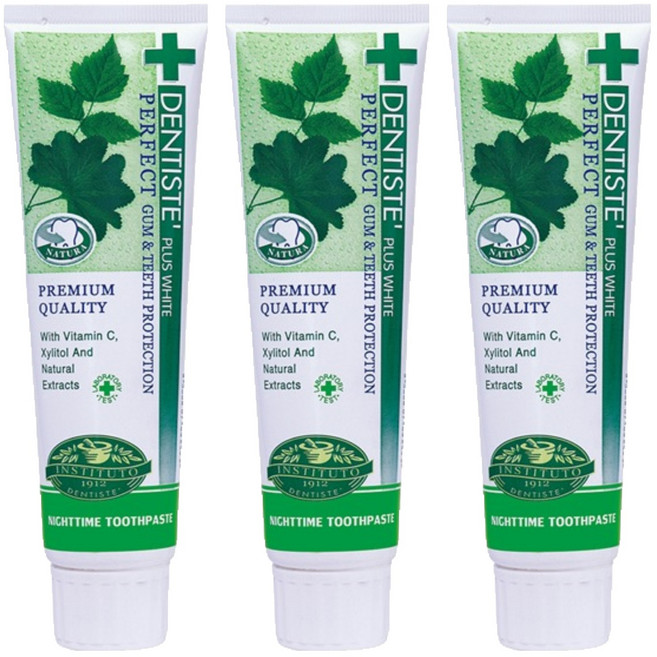 DENTISTE' 牙醫選 台灣公司貨 夜用牙膏 草本牙膏, 3條, 100g