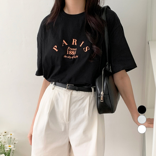 아피나르 여성용 루즈핏 Paris 1885 반팔 티셔츠