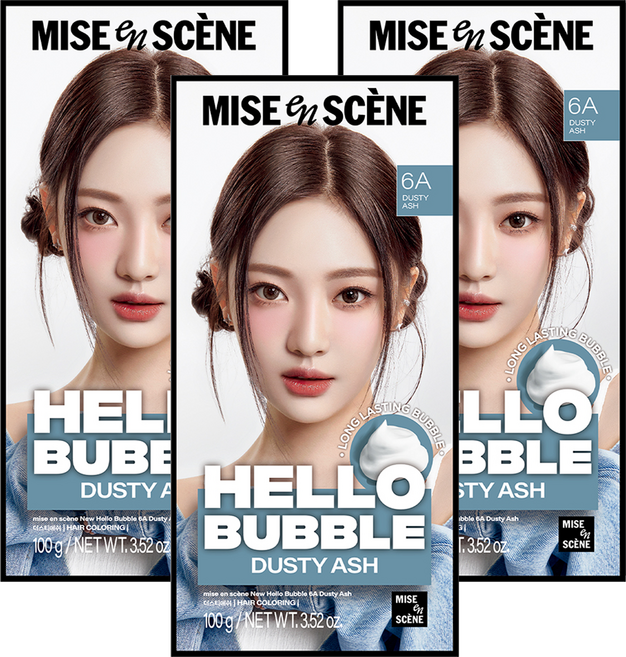 mise en scene 魅尚萱 Hello Bubble 染髮劑, 6A 煙燻灰, 3個