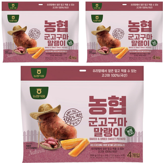 농협식품 군고구마말랭이, 200g, 3개