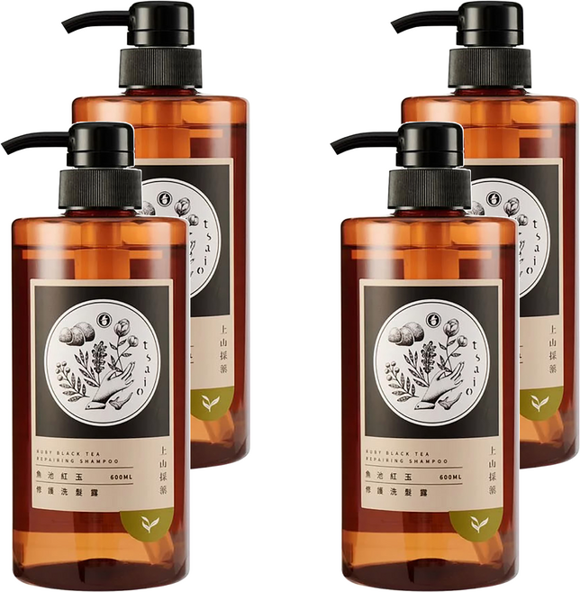 tsaio 上山採藥 修護洗髮露 魚池紅玉, 4瓶, 600ml