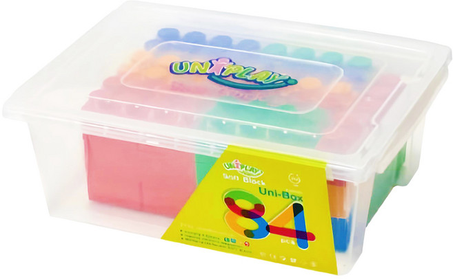 UNiPLAY 抗菌軟積木 Uni-Box 收納組 84片裝, 多色, 1盒