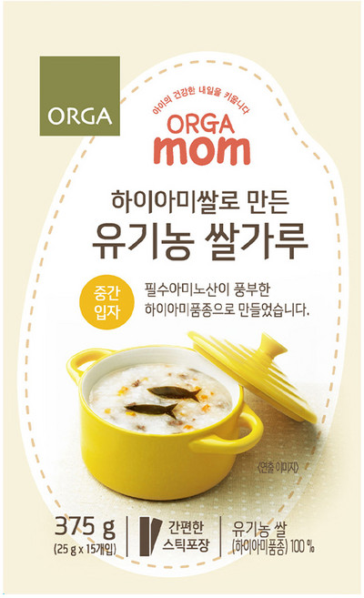 올가맘 하이아미쌀로 만든 유기농 쌀가루 중간입자 이유식, 1개, 375g