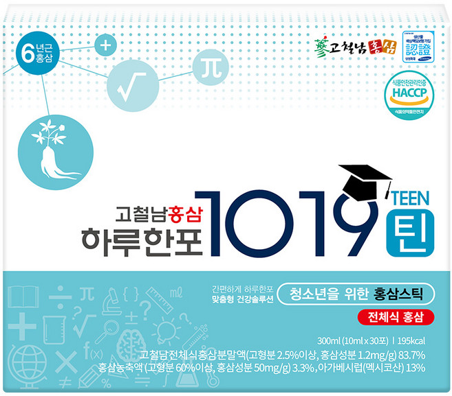 고철남홍삼 하루한포 1019틴 홍삼 스틱, 300ml, 1개