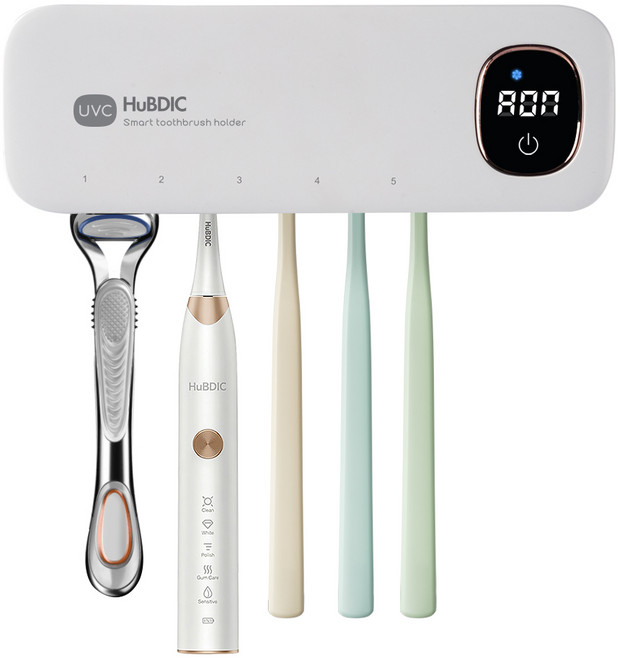 휴비딕 스마트케어 무선충전식 UVC 송풍건조 가정용 칫솔살균기, HTS-20, 화이트