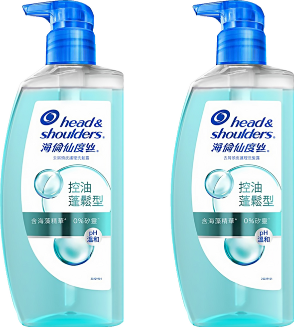 海倫仙度絲 去屑頭皮護理洗髮露 控油蓬鬆型 0%矽靈 pH溫和, 650g, 2瓶