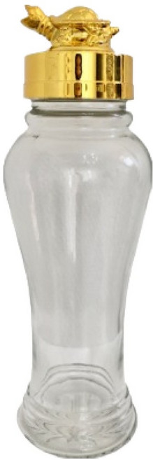 JinsungGlass 單根白瓷烏龜造型釀酒玻璃瓶 1L, 1個