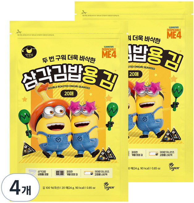 만전김 두번 구워 더욱 바삭한 삼각김밥용 김, 24g, 4개