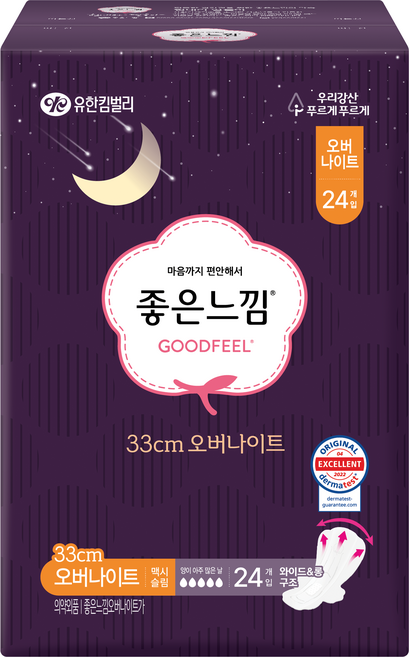 좋은느낌 오리지널 생리대 날개형, 오버나이트, 24개입, 1개