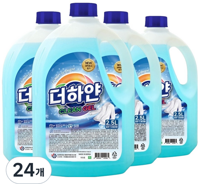 위아홈 더하얀 클린겔 베이킹소다 효소첨가 액체세제 본품, 2.5L, 24개