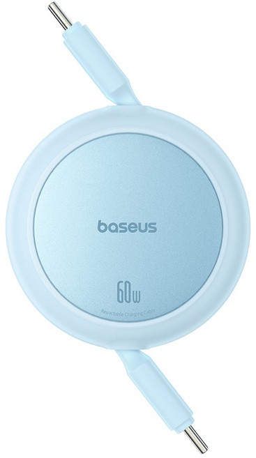 베이스어스 최신형 C타입 60W pd충전 초고속 미니 릴케이블, 1m, 갤럭시 블루, 1개