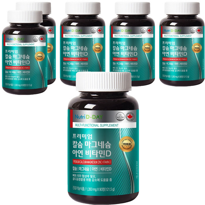 뉴트리디데이 프리미엄 칼슘 마그네슘 아연 비타민D, 90정, 6개