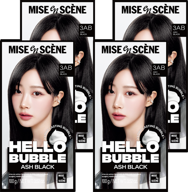 mise en scene 魅尚萱 Hello Bubble 染髮劑, 3AB煙燻黑色, 4個