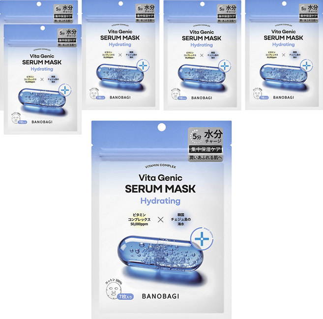 BANOBAGI 佰諾佰琪 維生素5分鐘面膜 水潤保濕 120g, 7片, 6袋