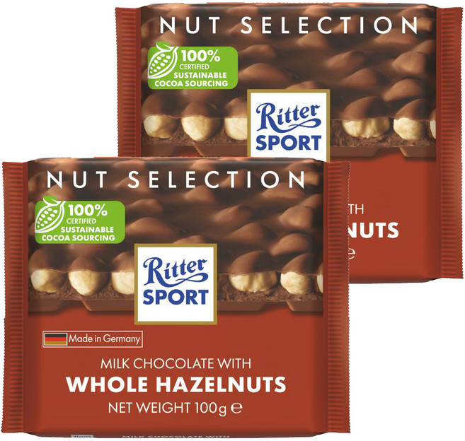 리터스포트 홀 헤이즐넛 초콜릿, 100g, 2개