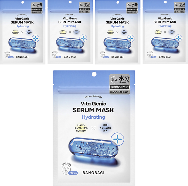 BANOBAGI 佰諾佰琪 維生素5分鐘面膜 水潤保濕 120g, 7片, 5袋