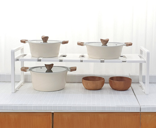 리빙해피 국내 제조 폭조절 싱크인 1200 다용도선반, 화이트, 1개