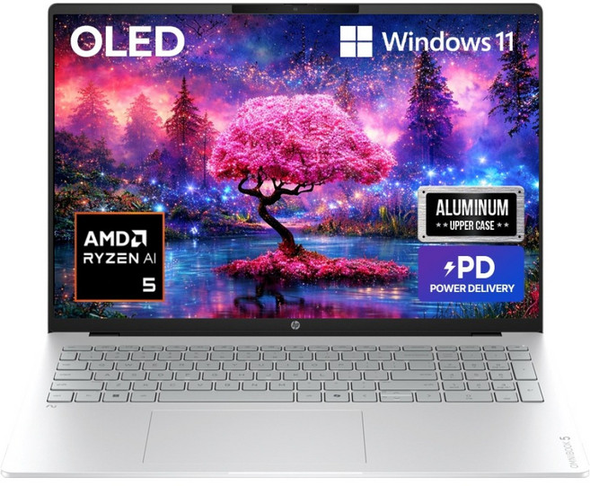 HP 2026 옴니북 5 16 라이젠 AI 라이젠 AI 400 시리즈, Glacier silver aluminum, 16-bp0008AU, 512GB, 16GB, WIN11 Home