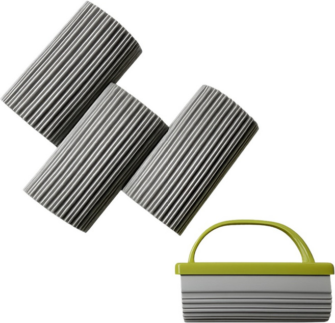 우주뭉치 먼지제거 물기제거 스펀지 3p+손잡이일체형1p 세트 그레이, 1세트