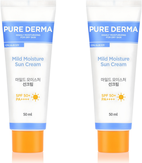 온더바디 퓨어더마 마일드 모이스처 선크림 SPF50+ PA++++, 50ml, 2개