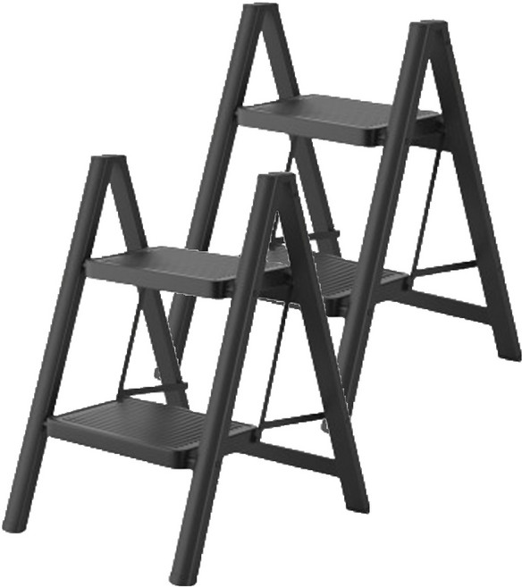 코끼리리빙 가정용 접이식 사다리 A11 2단 블랙, 2개