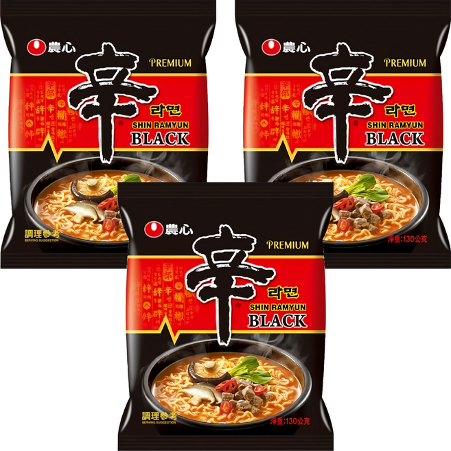 NONGSHIM 農心 頂級辛拉麵 微辣牛骨湯味 130g, 3包