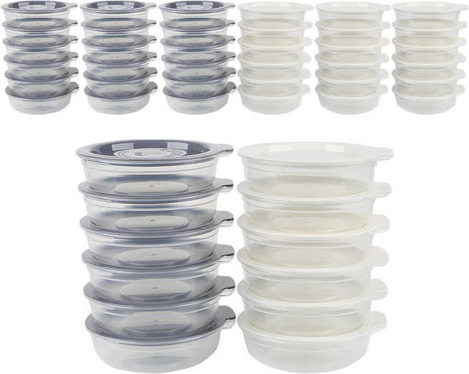 이지앤프리 이지쿡 패밀리 홈세트 24P, 4세트, 450ml(12p) + 뚜껑 그레이(6p) + 뚜껑 화이트(6p)