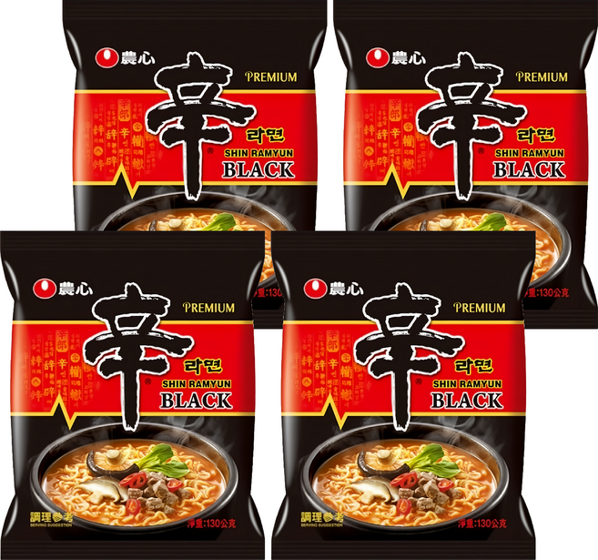 NONGSHIM 農心 頂級辛拉麵 微辣牛骨湯味 130g, 4包