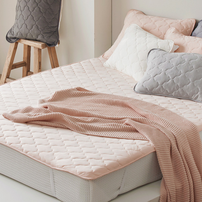 파미지오 사계절 극세사 포근 양면 침대패드 밴드형, 핑크