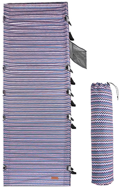 OUTSY 極輕民族風便攜折疊行軍露營床 航太級7075鋁合金 600D牛津布, 灰藍印花