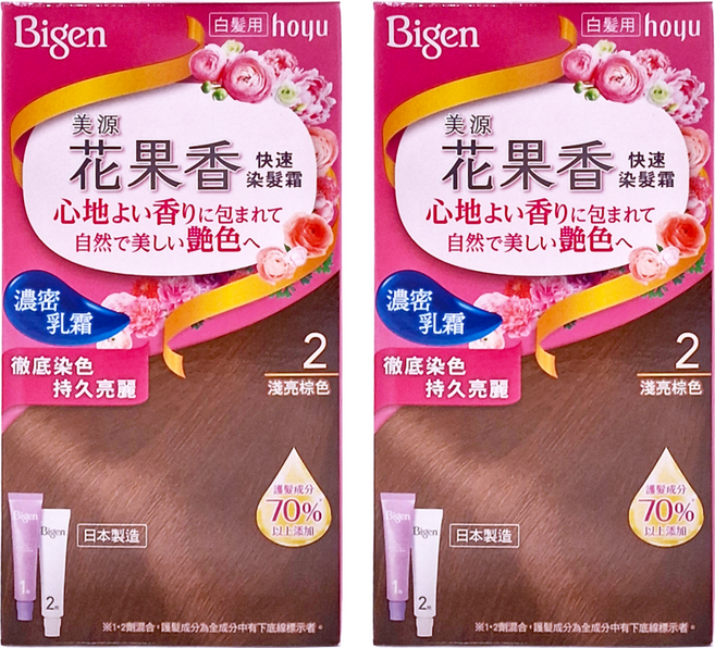 Bigen 美源 花果香快速染髮霜, 2淺亮棕色, 2盒