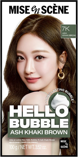 mise en scene 魅尚萱 Hello Bubble泡沫染髮劑, 7K灰卡其棕, 1盒