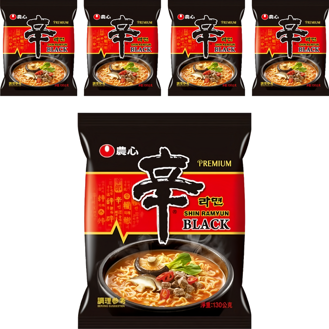 NONGSHIM 農心 頂級辛拉麵 微辣牛骨湯味 130g, 5包