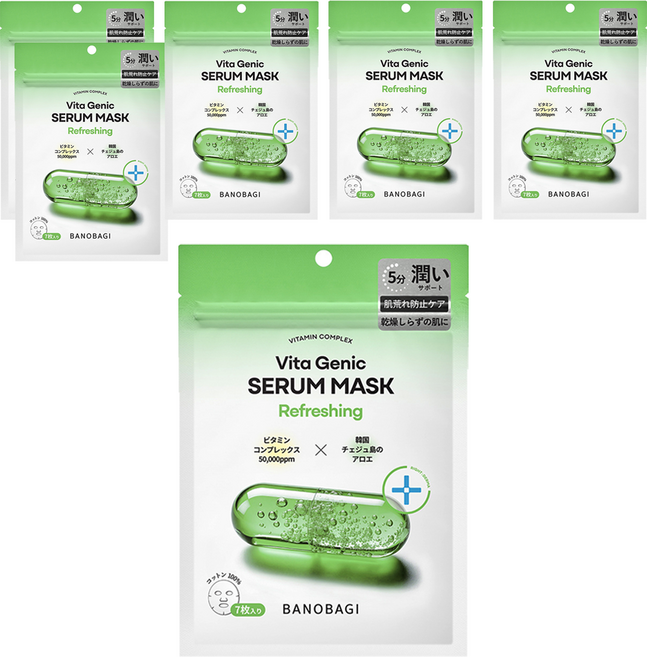 BANOBAGI 佰諾佰琪 維生素5分鐘面膜 舒緩修護 120g, 7片, 6袋