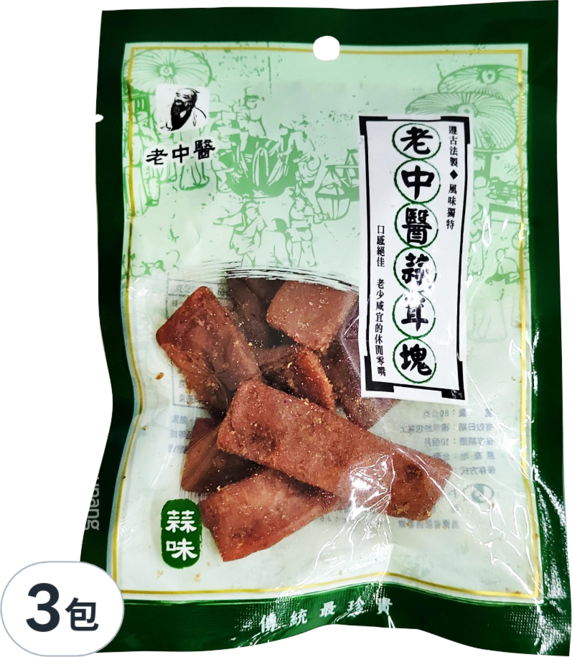 老中醫 豆干 蒜茸塊, 80g, 3包