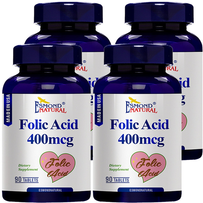 ESMOND NATURAL 愛司盟 葉酸食品錠 400mcg, 90顆, 4瓶