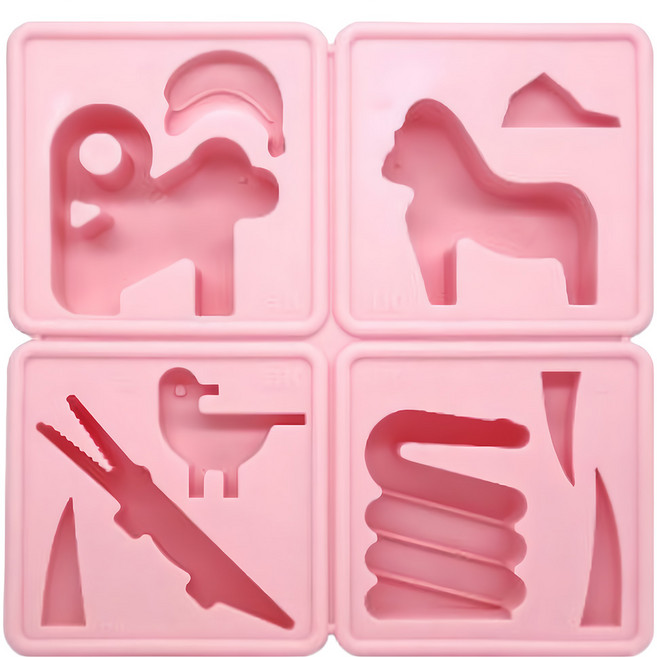 EEeEK 艾克 魔塊 Story mold 可愛動物造型模組 100%無毒 Silicone矽膠 耐高溫250 °C, 粉色, 1組