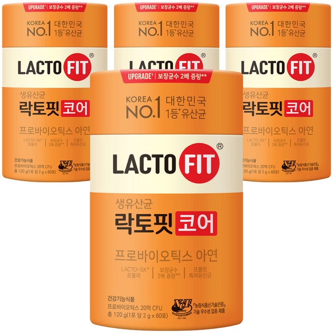 락토핏 정품 코어 유산균 60p, 120g, 4개