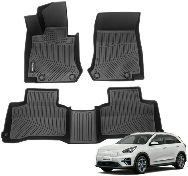 더존 입체포집 TPE 카매트 풀세트, 기아 니로 EV 전기차 2017년~ 2021년, 올블랙