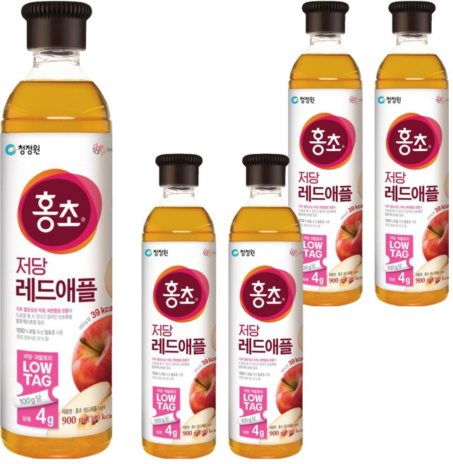 홍초 청정원 레드애플 저당, 5개, 900ml