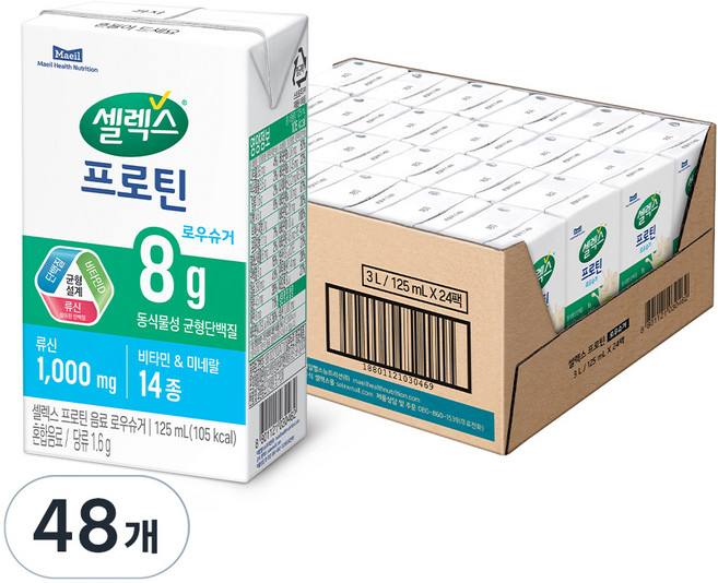 셀렉스 프로틴 로우슈거, 125ml, 48개