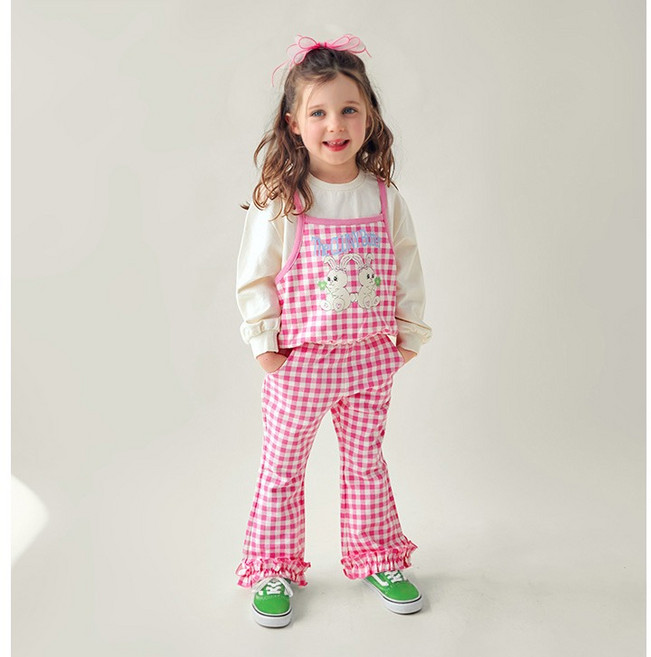MARI N MORI 兒童款Bunnyz格紋馬甲背心上下套裝