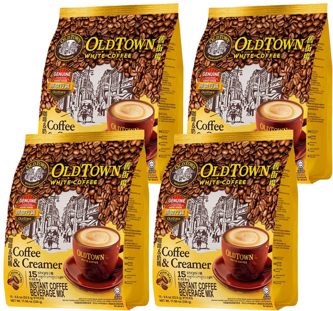 OLDTOWN WHITE COFFEE 舊街場白咖啡 咖啡&奶精 即溶咖啡飲品, 25g, 15條, 4袋
