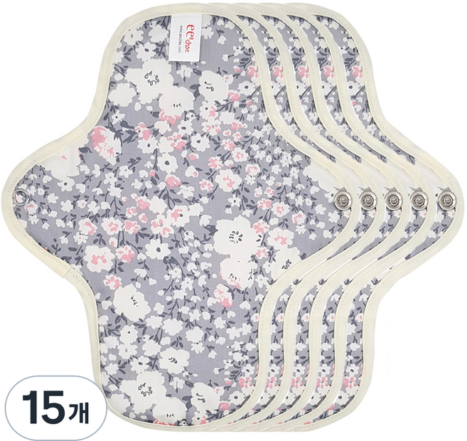 이채 플라워 날개형 면생리대 그레이플라워, 15개, 1개입, 소형