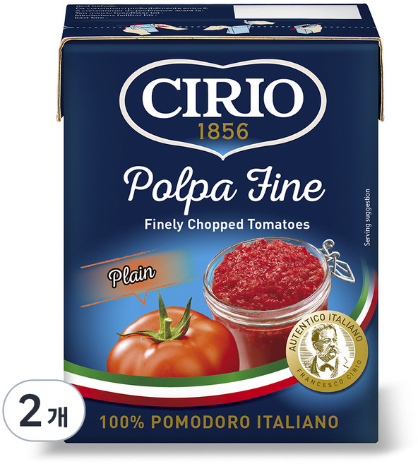 치리오 다진 토마토 플레인, 390g, 2개